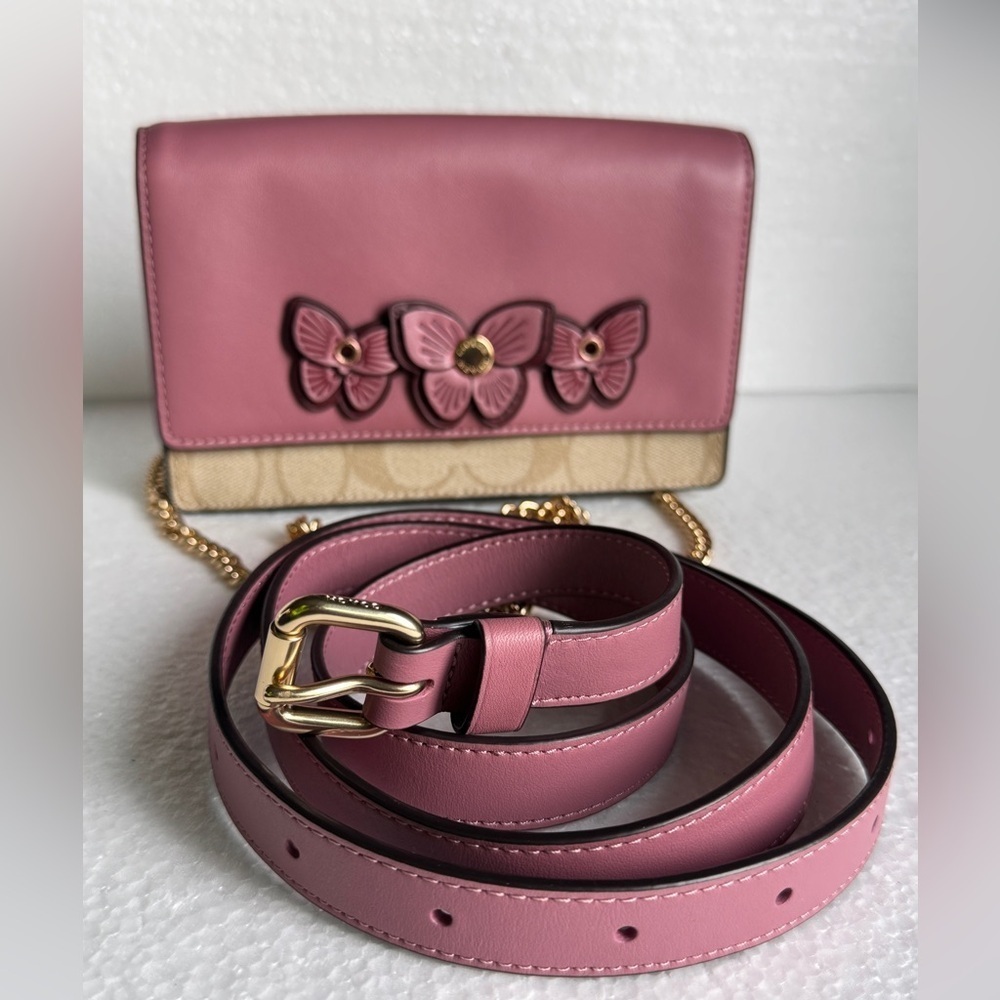 Coach Flap Belt Bag In Signature Canvas With Butterfly Applique - Picture 5 of 14